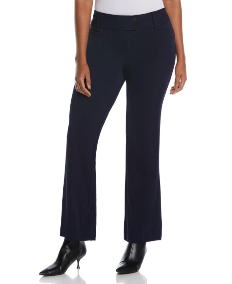 Rafaella Women's Curvy Fit Gabardine Bootcut Stretch Dress Pants with Pockets, Soft Stretch Work Slacks, 29" & 32" Inseams, Navy, 8